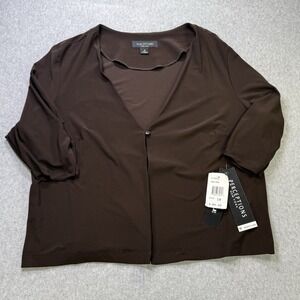 Perceptions New York Open Front Brown Top Size 18 NWT Stretch Knit Blouse‎
